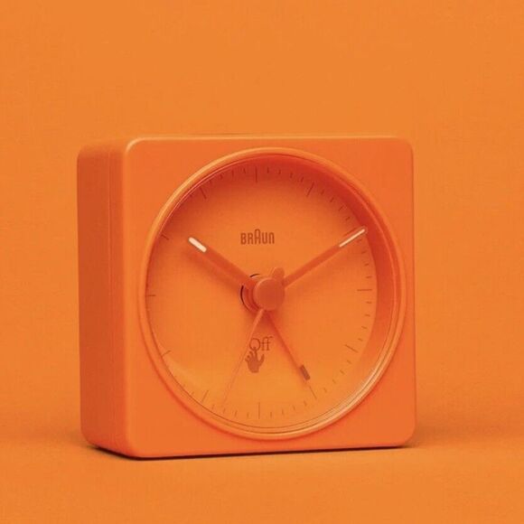 NEW-Off-White™ x Braun Limited Edition Travel Analogue Alarm Clock - Orange - Picture 1 of 6